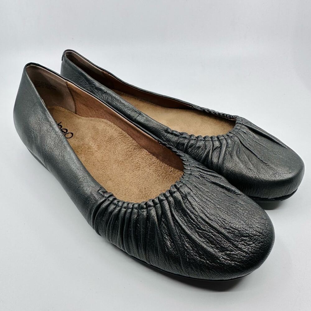 Abeo Taylin Neutral WMNS Metallic Leather Slip On Ballet Flats US 10N Gray AT018